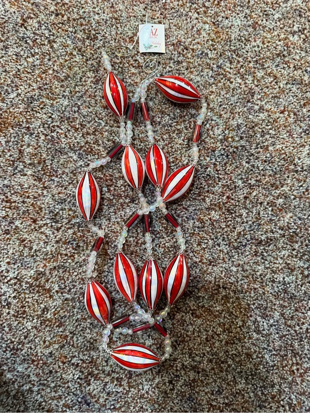 RAZ Imports Holiday Acrylic Garland Red, White & Black Beads